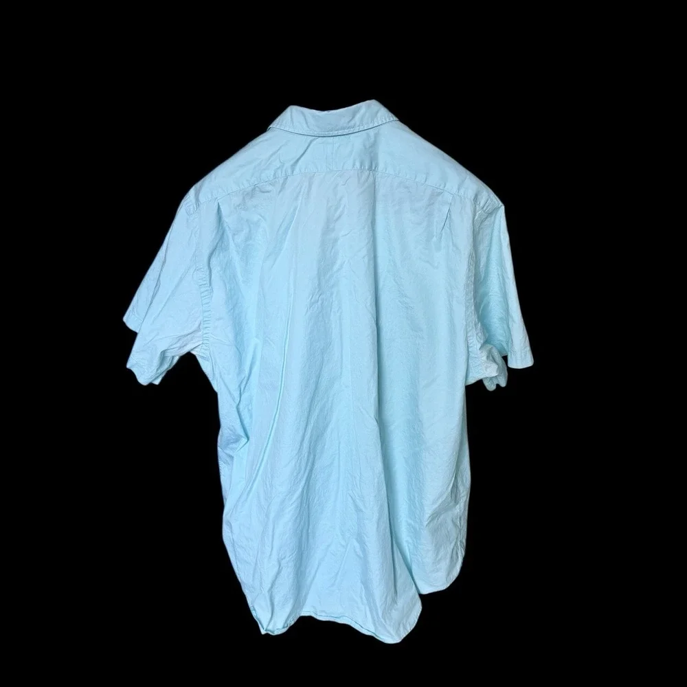 90's Polo Ralph Lauren Short Sleeve Deck Shirt XXL Faded Teal Double Pocket‎ RL